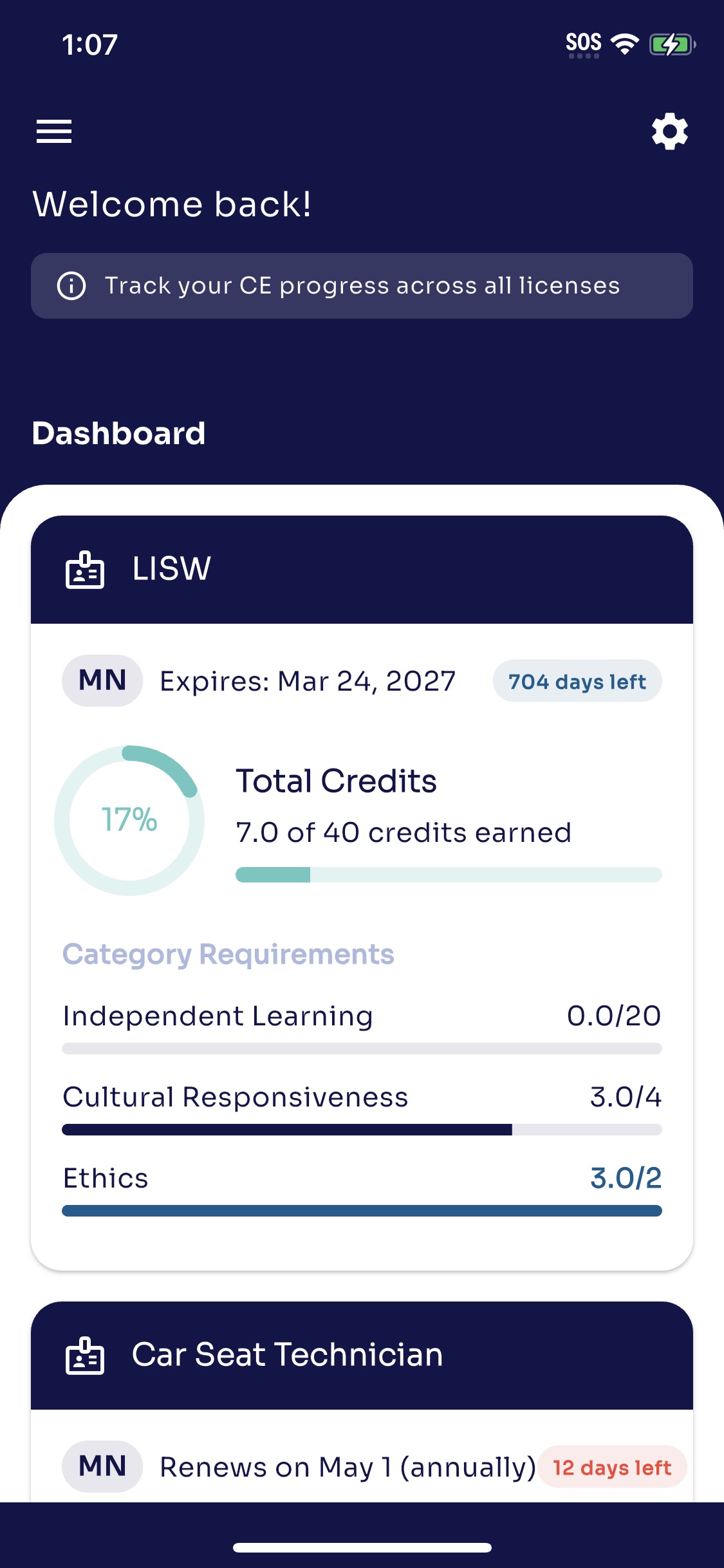 Course Counter App Screenshot
